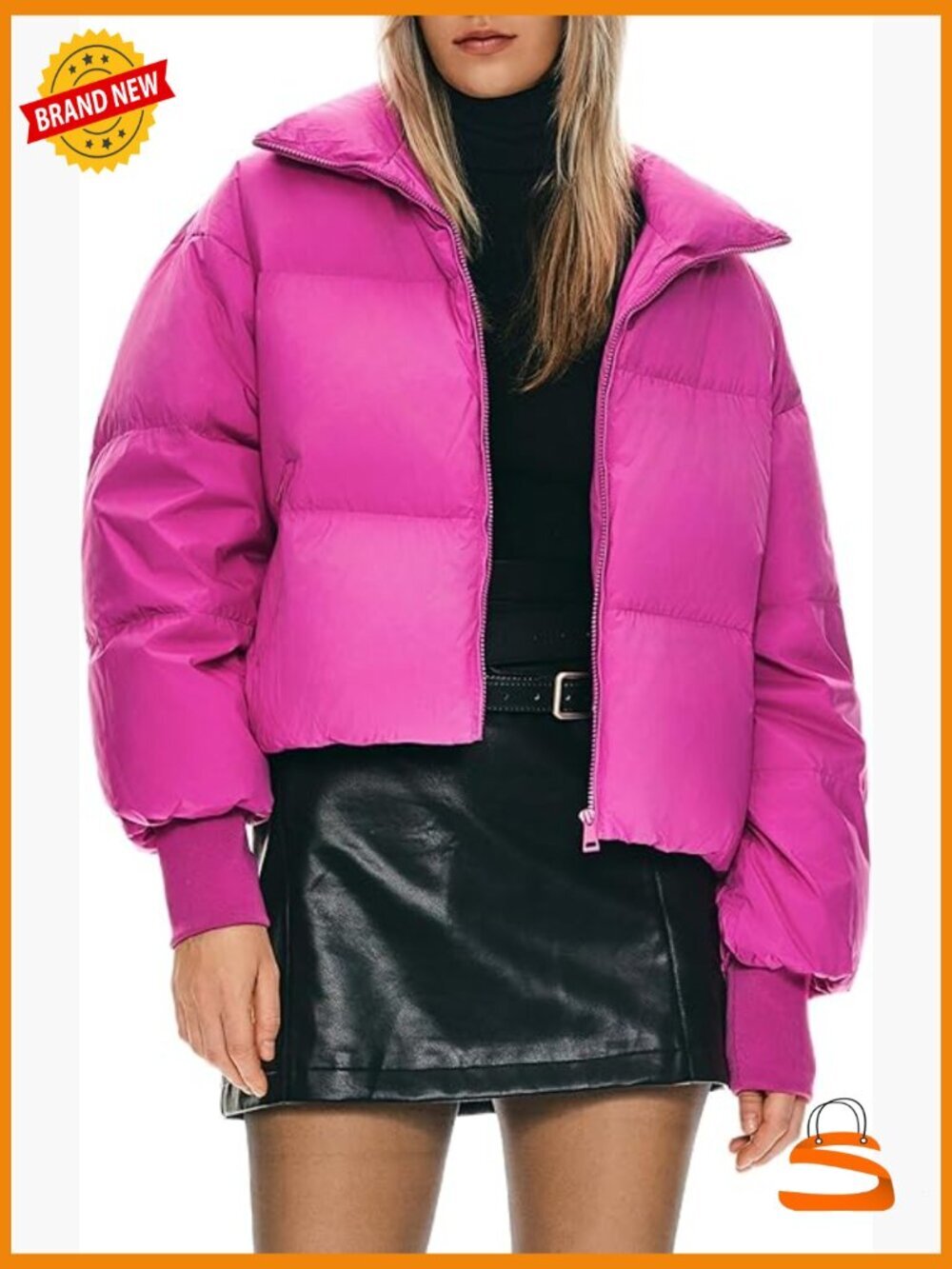 Cropped Puffer Jacket Lightweight Down Coat Oversized Winter Jacket Zip Up